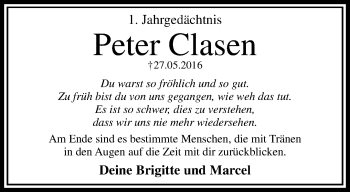 Traueranzeige von Peter Clasen von trauer.mein.krefeld.de