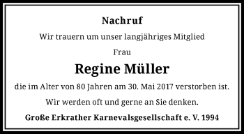 Traueranzeige von Regine Müller von trauer.duesseldorfer-anzeiger.de