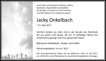 Traueranzeige von Jacky Onkelbach von trauer.extra-tipp-moenchengladbach.de