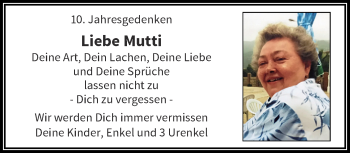 Traueranzeige von Mutti  von trauer.wuppertaler-rundschau.de