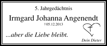 Traueranzeige von Irmgard Johanna Angenendt von trauer.mein.krefeld.de