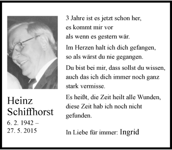 Traueranzeige von Heinz Schiffhorst von trauer.mein.krefeld.de