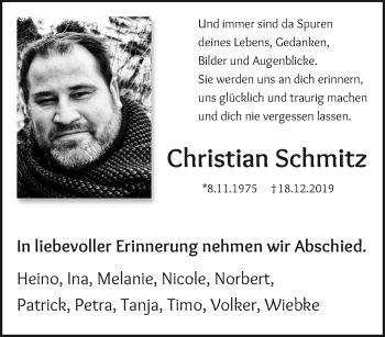 Traueranzeige von Christian Schmitz von trauer.extra-tipp-moenchengladbach.de