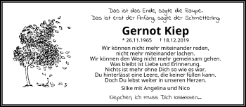 Traueranzeige von Gernot Kiep von trauer.wuppertaler-rundschau.de