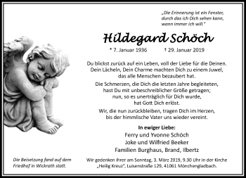 Traueranzeige von Hildegard Schöch von trauer.extra-tipp-moenchengladbach.de