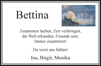 Traueranzeige von Bettina  von trauer.extra-tipp-moenchengladbach.de