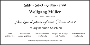 Traueranzeige von Wolfgang Müller von trauer.mein.krefeld.de