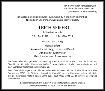 Traueranzeige von Ulrich Seifert von trauer.extra-tipp-moenchengladbach.de