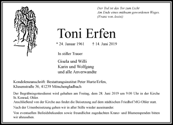 Traueranzeige von Toni Erfen von trauer.extra-tipp-moenchengladbach.de