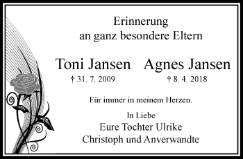 Traueranzeige von Agnes und Toni Jansen von trauer.extra-tipp-moenchengladbach.de