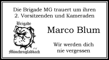 Traueranzeige von Marco Blum von trauer.extra-tipp-moenchengladbach.de