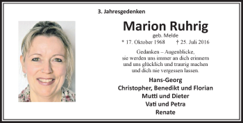 Traueranzeige von Marion Ruhrig von trauer.wuppertaler-rundschau.de