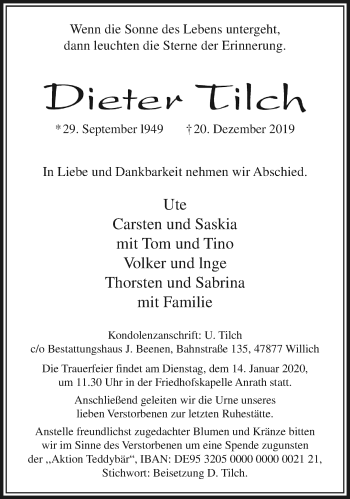 Traueranzeige von Dieter Tilch von trauer.extra-tipp-moenchengladbach.de