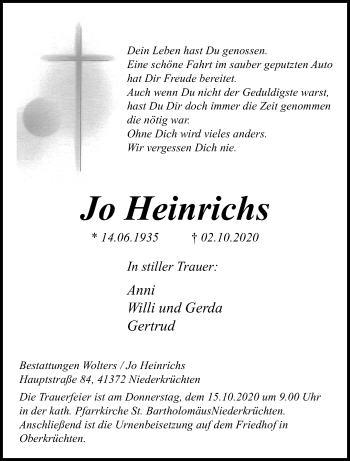 Traueranzeige von Jo Heinrichs von trauer.extra-tipp-moenchengladbach.de