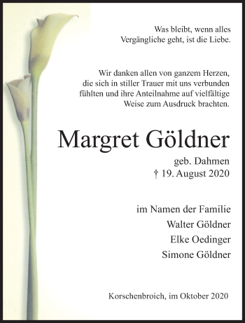 Traueranzeige von Margret Göldner von trauer.extra-tipp-moenchengladbach.de