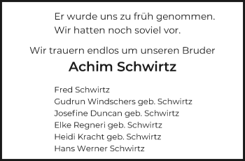 Traueranzeige von Achim Schwirtz von trauer.mein.krefeld.de
