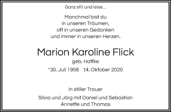 Traueranzeige von Marion Karoline Flick von trauer.mein.krefeld.de