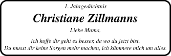 Traueranzeige von Christiane Zillmanns von trauer.mein.krefeld.de