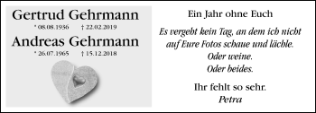 Traueranzeige von Gertrud und Andreas Gehrmann von trauer.mein.krefeld.de