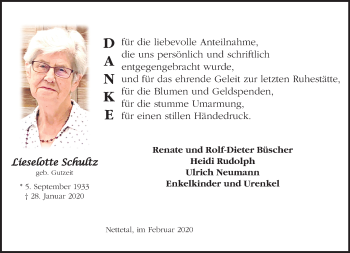 Traueranzeige von Lieselotte Schultz von trauer.extra-tipp-moenchengladbach.de