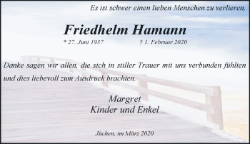 Traueranzeige von Friedhelm Hamann von trauer.stadt-kurier.de