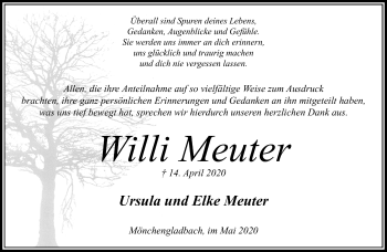 Traueranzeige von Willi Meuter von trauer.extra-tipp-moenchengladbach.de