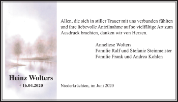 Traueranzeige von Heinz Wolters von trauer.extra-tipp-moenchengladbach.de
