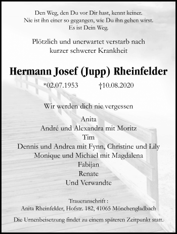 Traueranzeige von Hermann Josef Rheinfelder von trauer.extra-tipp-moenchengladbach.de