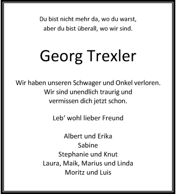 Traueranzeige von Georg Trexler 