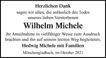 Traueranzeige von Wilhelm Michele von trauer.extra-tipp-moenchengladbach.de