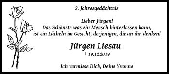 Traueranzeige von Jürgen Liesau von trauer.wuppertaler-rundschau.de