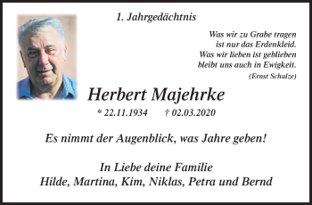 Traueranzeige von Herbert Majehrke von trauer.extra-tipp-moenchengladbach.de