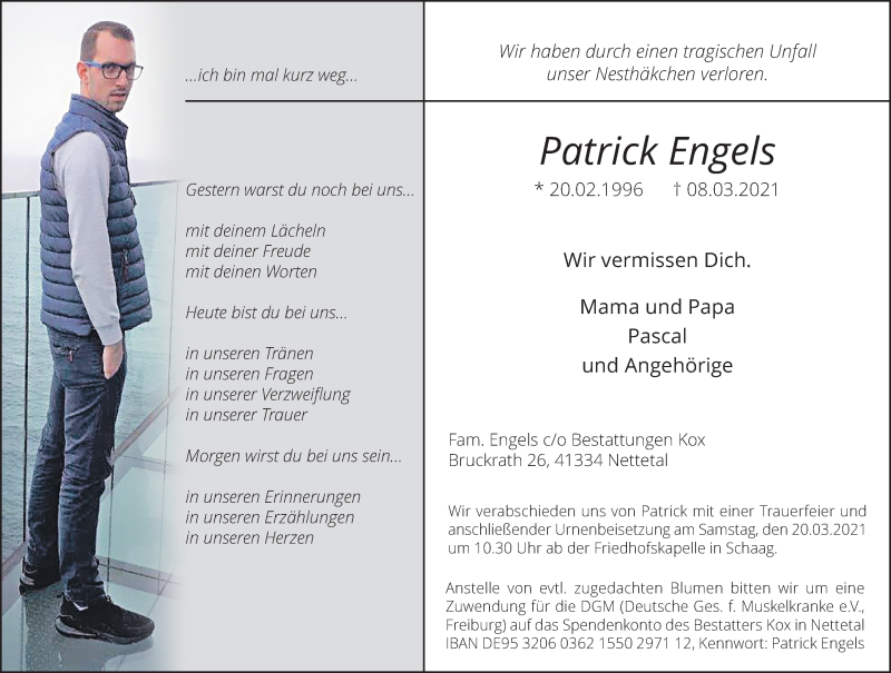  Traueranzeige für Patrick Engels vom 14.03.2021 aus trauer.extra-tipp-moenchengladbach.de