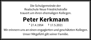 Traueranzeige von Peter Kerkmann von trauer.wuppertaler-rundschau.de