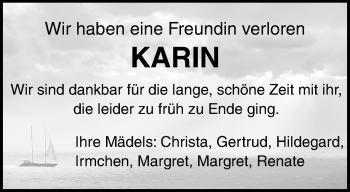Traueranzeige von Karin  von trauer.extra-tipp-moenchengladbach.de