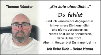 Traueranzeige von Thomas Münster von trauer.extra-tipp-moenchengladbach.de