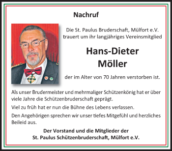 Traueranzeige von Hans-Dieter Möller von trauer.extra-tipp-moenchengladbach.de