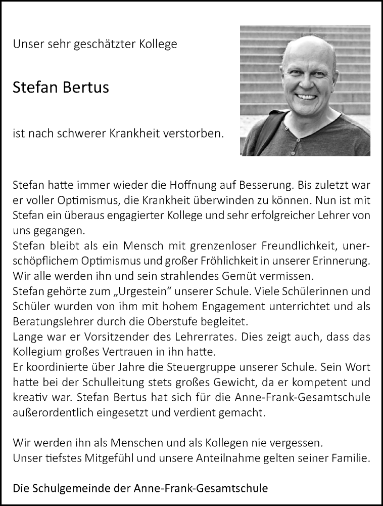  Traueranzeige für Stefan Bertus vom 24.04.2022 aus trauer.extra-tipp-moenchengladbach.de