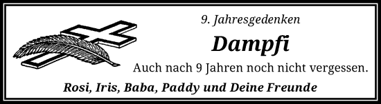 Traueranzeige von Dampfi  von trauer.wuppertaler-rundschau.de