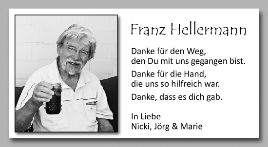 Traueranzeige von Franz Hellermann von trauer.extra-tipp-moenchengladbach.de