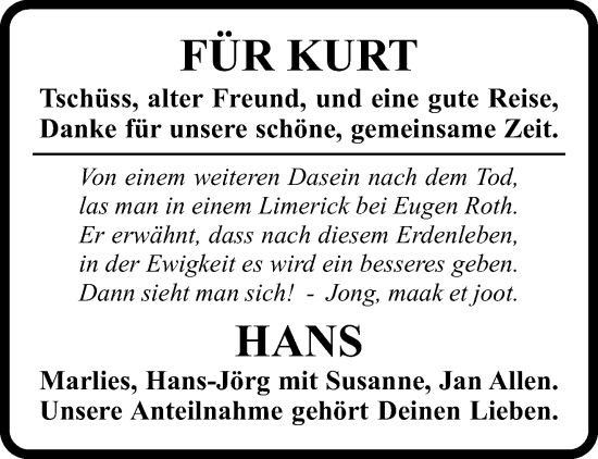 Traueranzeige von Kurt  von trauer.extra-tipp-moenchengladbach.de