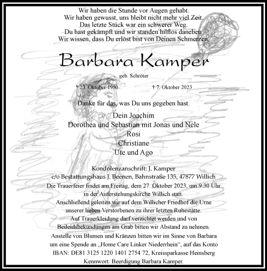 Traueranzeige von Barbara Kamper von trauer.extra-tipp-moenchengladbach.de