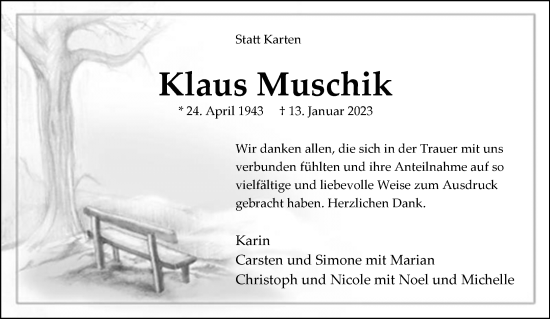 Traueranzeige von Klaus Muschik von trauer.extra-tipp-moenchengladbach.de