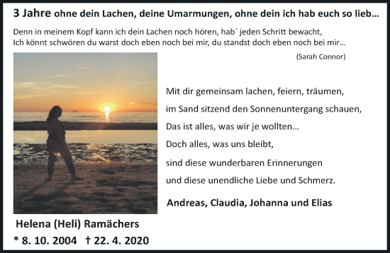 Traueranzeige von Helena Ramächers von trauer.extra-tipp-moenchengladbach.de
