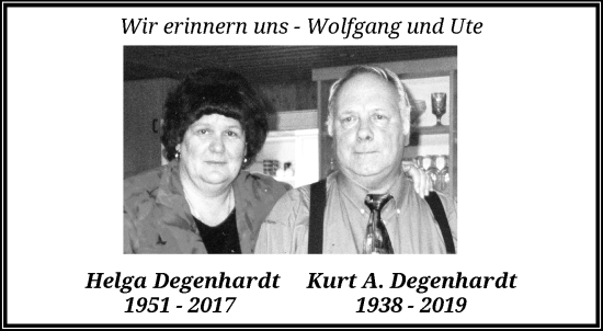 Traueranzeige von Helga und Kurt Degenhardt von trauer.wuppertaler-rundschau.de