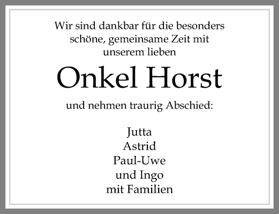 Traueranzeige von Onkel Horst  von trauer.extra-tipp-moenchengladbach.de