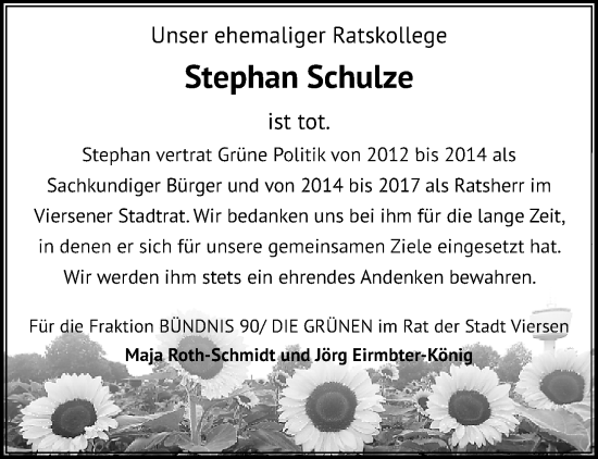 Traueranzeige von Stephan Schulze von trauer.extra-tipp-moenchengladbach.de