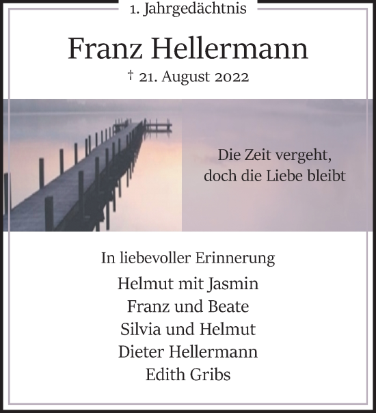 Traueranzeige von Franz Hellermann von trauer.extra-tipp-moenchengladbach.de