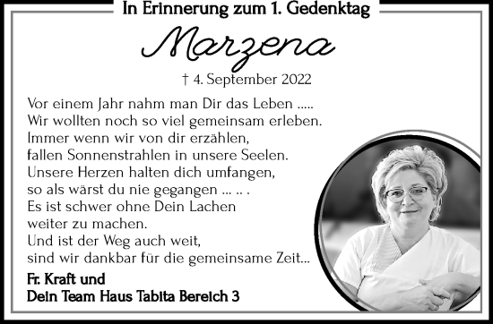 Traueranzeige von Marzena Bak von trauer.extra-tipp-moenchengladbach.de