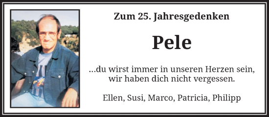 Traueranzeige von Pele  von trauer.wuppertaler-rundschau.de